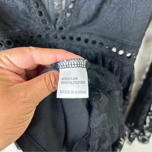 Sisters of the Tribe black lace flowy mini dress size: M - Picture 12 of 14